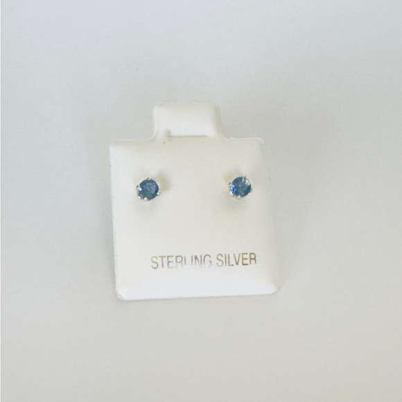 Jewelry - Brand New 2mm Blue Round CZ 925 Sterling Silver Earrings